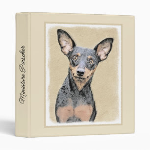 Miniature Pinscher Painting Cute Original Dog Art 3 Ring Binder