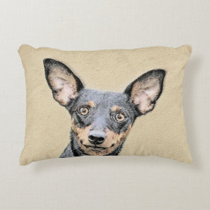 Miniature Pinscher Painting Cute Original Dog Art Accent Pillow