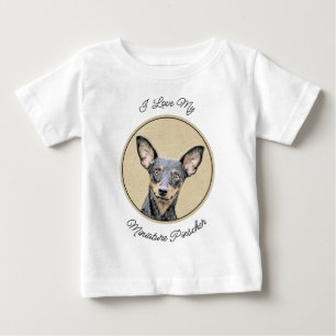 Miniature Pinscher Painting Cute Original Dog Art Baby T-Shirt