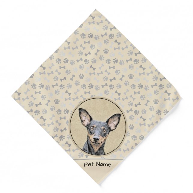 Miniature Pinscher Painting Cute Original Dog Art Bandana (Front)