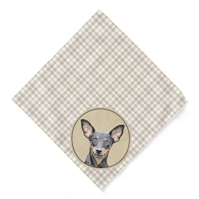 Miniature Pinscher Painting Cute Original Dog Art Bandana (Front)