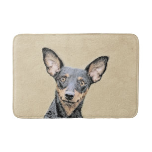 Miniature Pinscher Painting Cute Original Dog Art Bathroom Mat