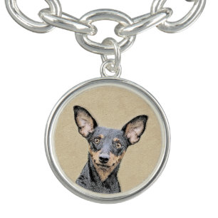 Miniature Pinscher Painting Cute Original Dog Art Bracelet