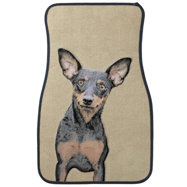 Miniature Pinscher Painting Cute Original Dog Art Car Floor Mat (Front)