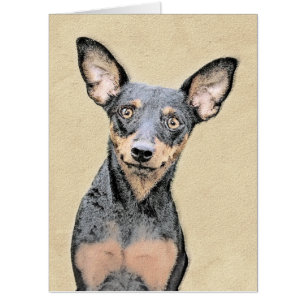 Miniature Pinscher Painting Cute Original Dog Art Card