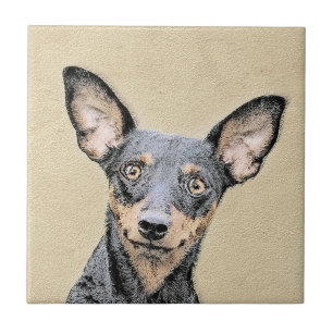 Miniature Pinscher Painting Cute Original Dog Art Ceramic Tile