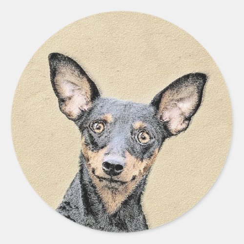 Miniature Pinscher Painting Cute Original Dog Art Classic Round Sticker