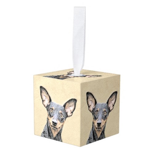 Miniature Pinscher Painting Cute Original Dog Art Cube Ornament