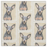 Miniature Pinscher Painting Cute Original Dog Art Fabric