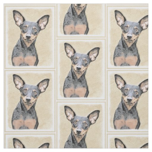 Miniature Pinscher Painting Cute Original Dog Art Fabric