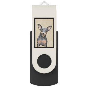 Miniature Pinscher Painting Cute Original Dog Art Flash Drive