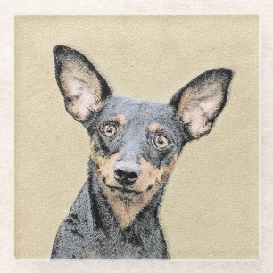Miniature Pinscher Painting Cute Original Dog Art Glass Coaster
