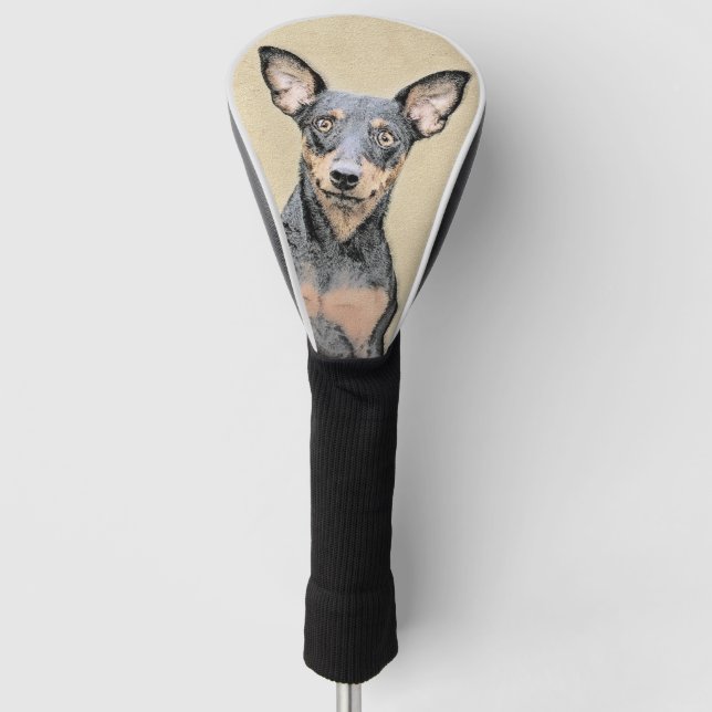 Miniature Pinscher Painting Cute Original Dog Art Golf Head Cover (Front)