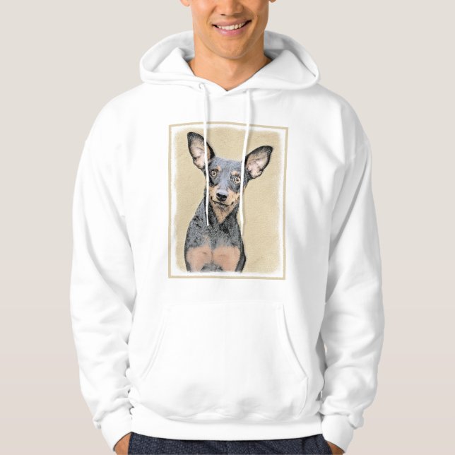 Miniature Pinscher Painting Cute Original Dog Art Hoodie (Front)