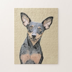 Miniature Pinscher Painting Cute Original Dog Art Jigsaw Puzzle
