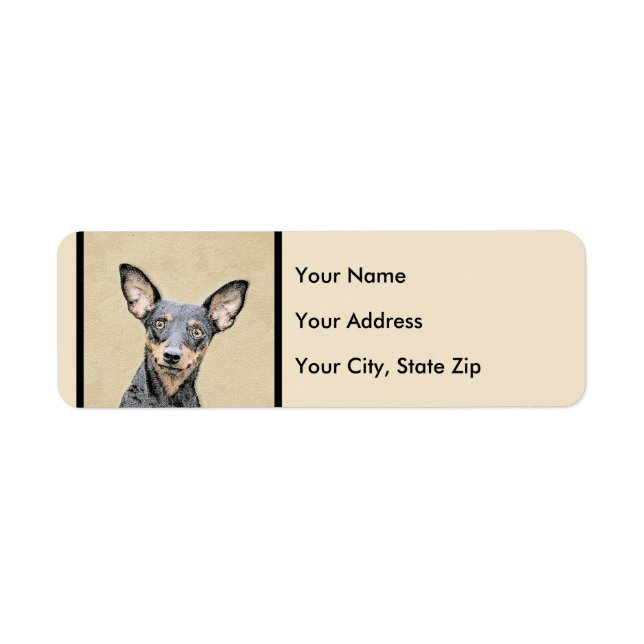 Miniature Pinscher Painting Cute Original Dog Art Label (Front)