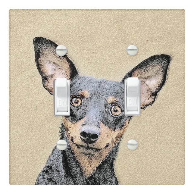 Miniature Pinscher Painting Cute Original Dog Art Light Switch Cover (In Situ)