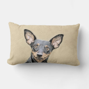Miniature Pinscher Painting Cute Original Dog Art Lumbar Pillow