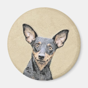 Miniature Pinscher Painting Cute Original Dog Art Magnet