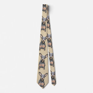 Miniature Pinscher Painting Cute Original Dog Art Neck Tie