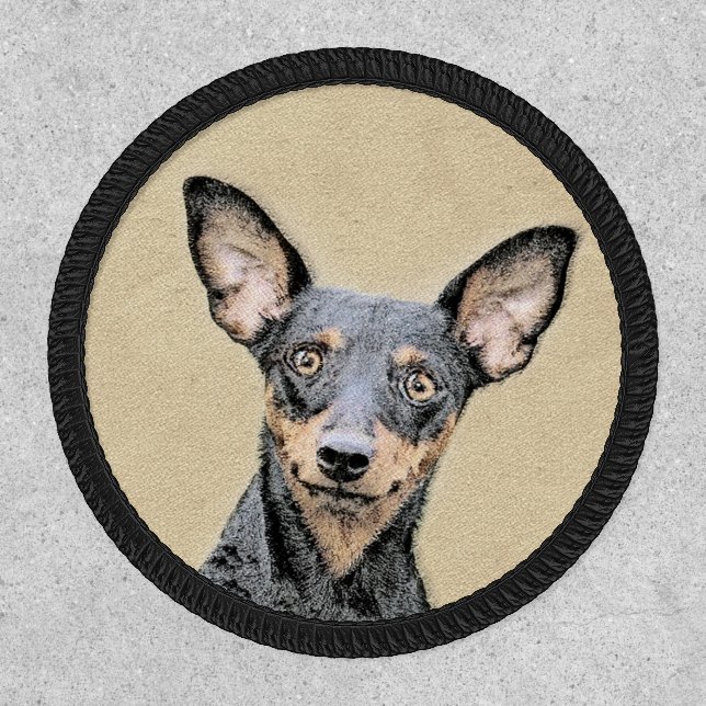 Miniature Pinscher Painting Cute Original Dog Art Patch (Front)