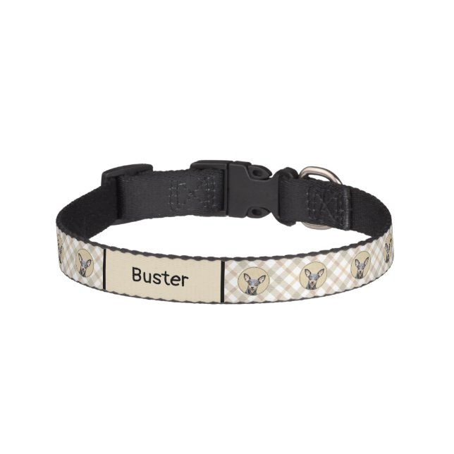 Miniature Pinscher Painting Cute Original Dog Art Pet Collar (Front)