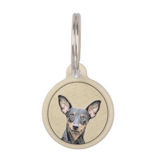 Miniature Pinscher Painting Cute Original Dog Art Pet ID Tag