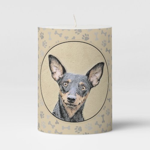 Miniature Pinscher Painting Cute Original Dog Art Pillar Candle