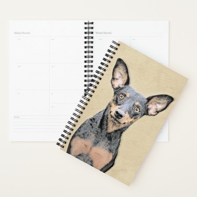 Miniature Pinscher Painting Cute Original Dog Art Planner (Display)