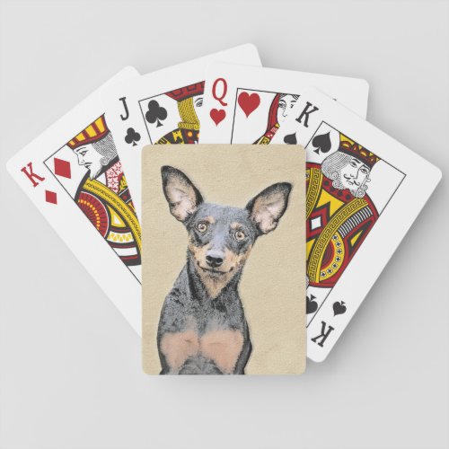 Miniature Pinscher Painting Cute Original Dog Art Playing Cards