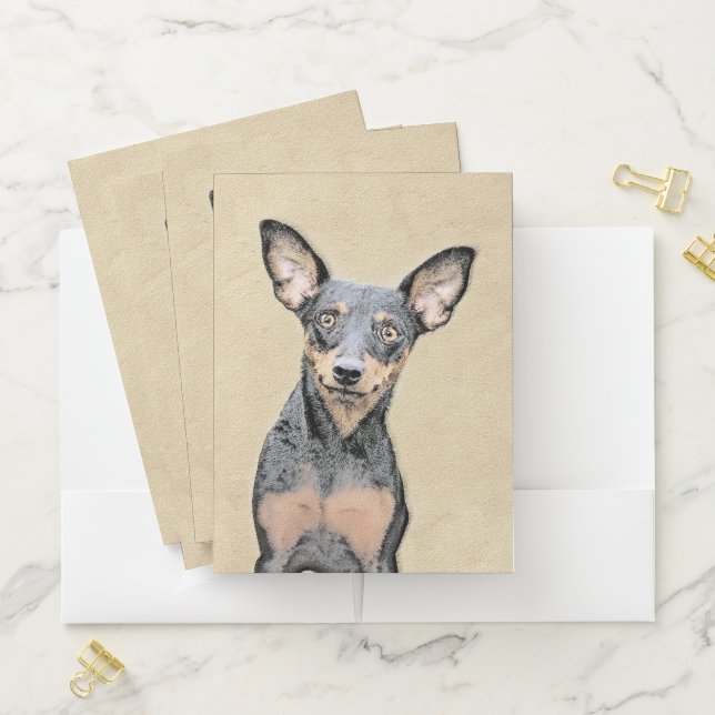 Miniature Pinscher Painting Cute Original Dog Art Pocket Folder (In Situ)