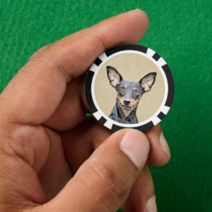 Miniature Pinscher Painting Cute Original Dog Art Poker Chips