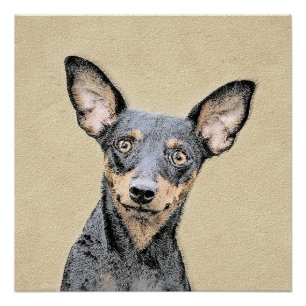 Miniature Pinscher Painting Cute Original Dog Art Poster