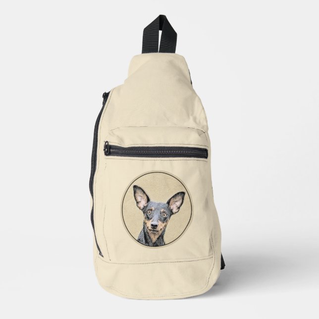 Miniature Pinscher Painting Cute Original Dog Art Sling Bag (Front)