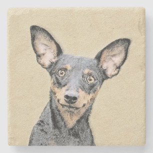 Miniature Pinscher Painting Cute Original Dog Art Stone Coaster