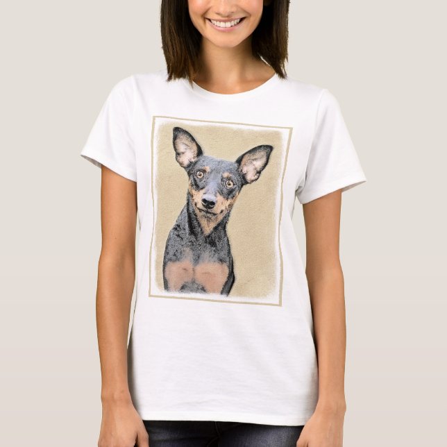 Miniature Pinscher Painting Cute Original Dog Art T-Shirt (Front)