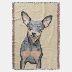 Miniature Pinscher Painting Cute Original Dog Art Throw Blanket