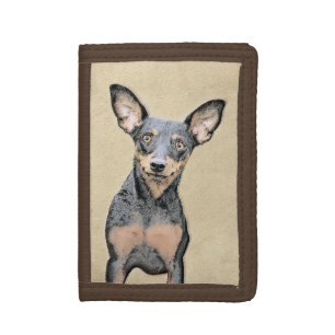 Miniature Pinscher Painting Cute Original Dog Art Tri-fold Wallet