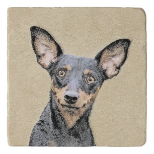 Miniature Pinscher Painting Cute Original Dog Art Trivet