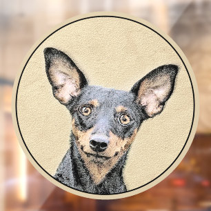 Miniature Pinscher Painting Cute Original Dog Art Window Cling