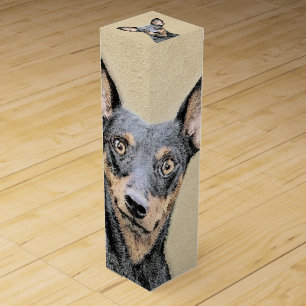 Miniature Pinscher Painting Cute Original Dog Art Wine Box