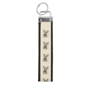 Miniature Pinscher Painting Cute Original Dog Art Wrist Keychain