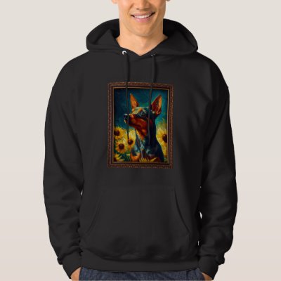 Miniature Pinscher Painting Sunflower Flower Mom W Hoodie