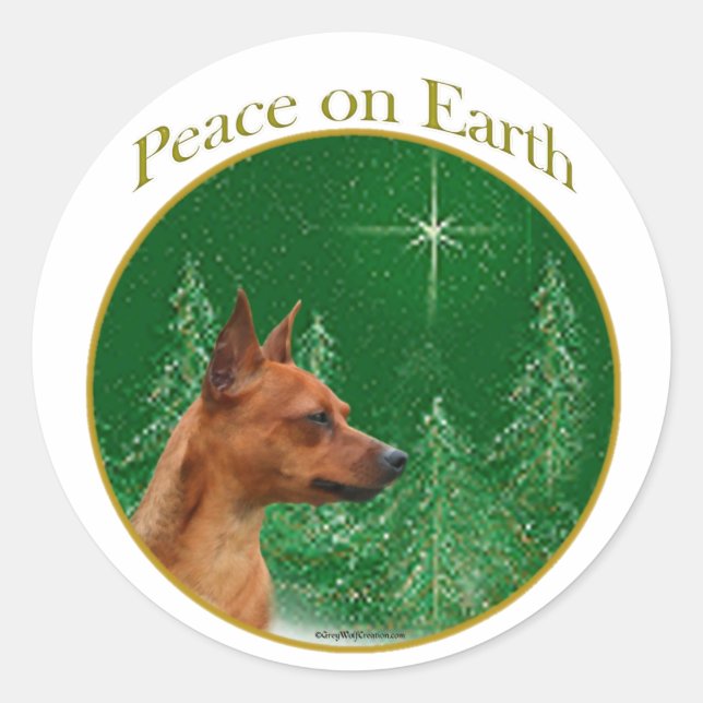 Miniature Pinscher Peace Classic Round Sticker (Front)