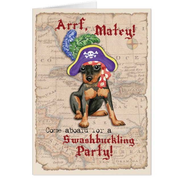 Miniature Pinscher Pirate Invitation (Front)