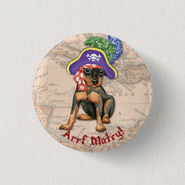 Miniature Pinscher Pirate Pinback Button (Front)