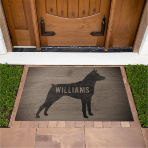 Miniature Pinscher Silhouette MinPin Dog Custom Doormat