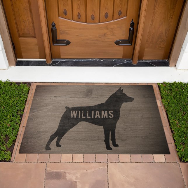 Miniature Pinscher Silhouette MinPin Dog Custom Doormat (Outdoor)