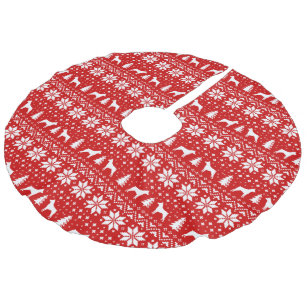 Miniature Pinscher Silhouettes Christmas Pattern Faux Linen Tree Skirt Miniature Pinscher Silhouettes Christmas Pattern Faux Linen Tree Skirt