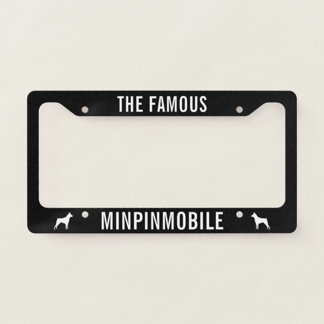 Miniature Pinscher Silhouettes MINPINMOBILE Custom License Plate Frame (Front)